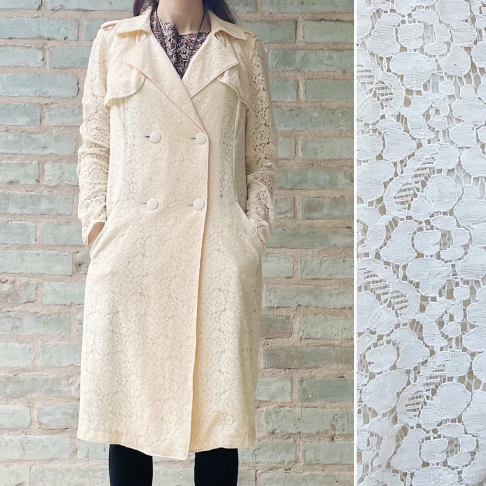 Chelsea 28 Trench Coat Ivory Cream Lace Double Breasted Long Jacket - Picture 14 of 14